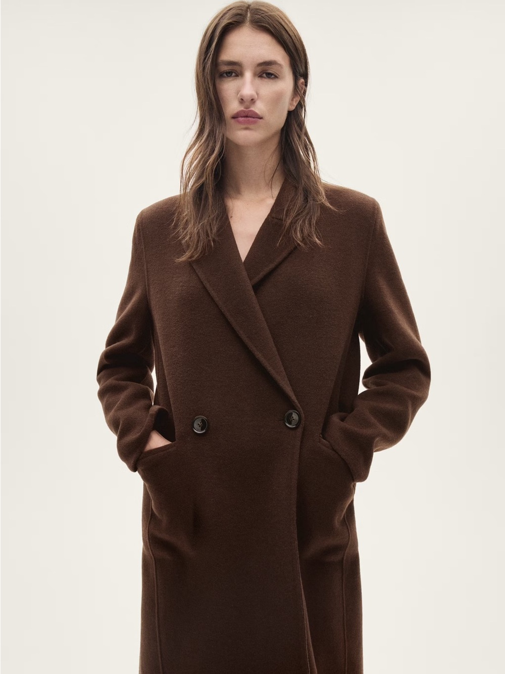 Mango WOOL COAT WITH FRINGED SCARF - Picture 7 of 11